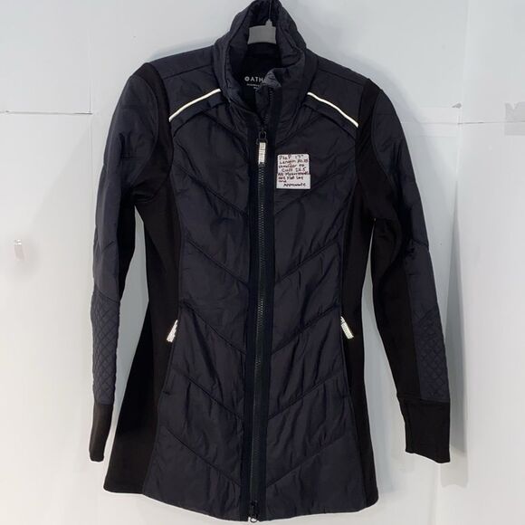 Athleta Rock Ridge Primaloft Black Quilted Coat With Reflective Trim Size XS - Picture 9 of 14